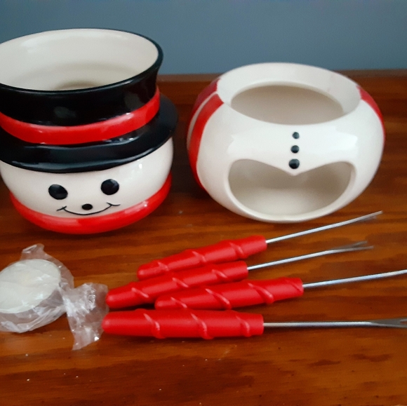 Snowman Trudeau Chocolate Fondue Set - Picture 3 of 5